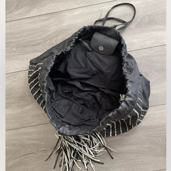 Zara Braided Black Drawstring Large Hobo Bag - Picture 6 of 6